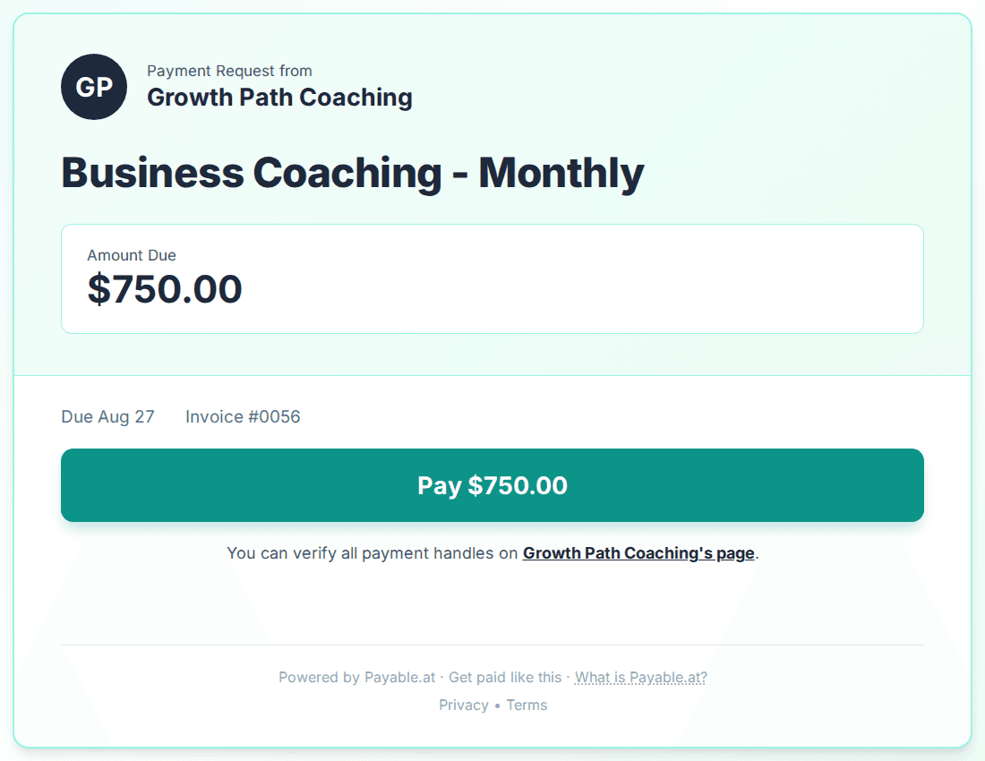 Payment reminder software for business coaches