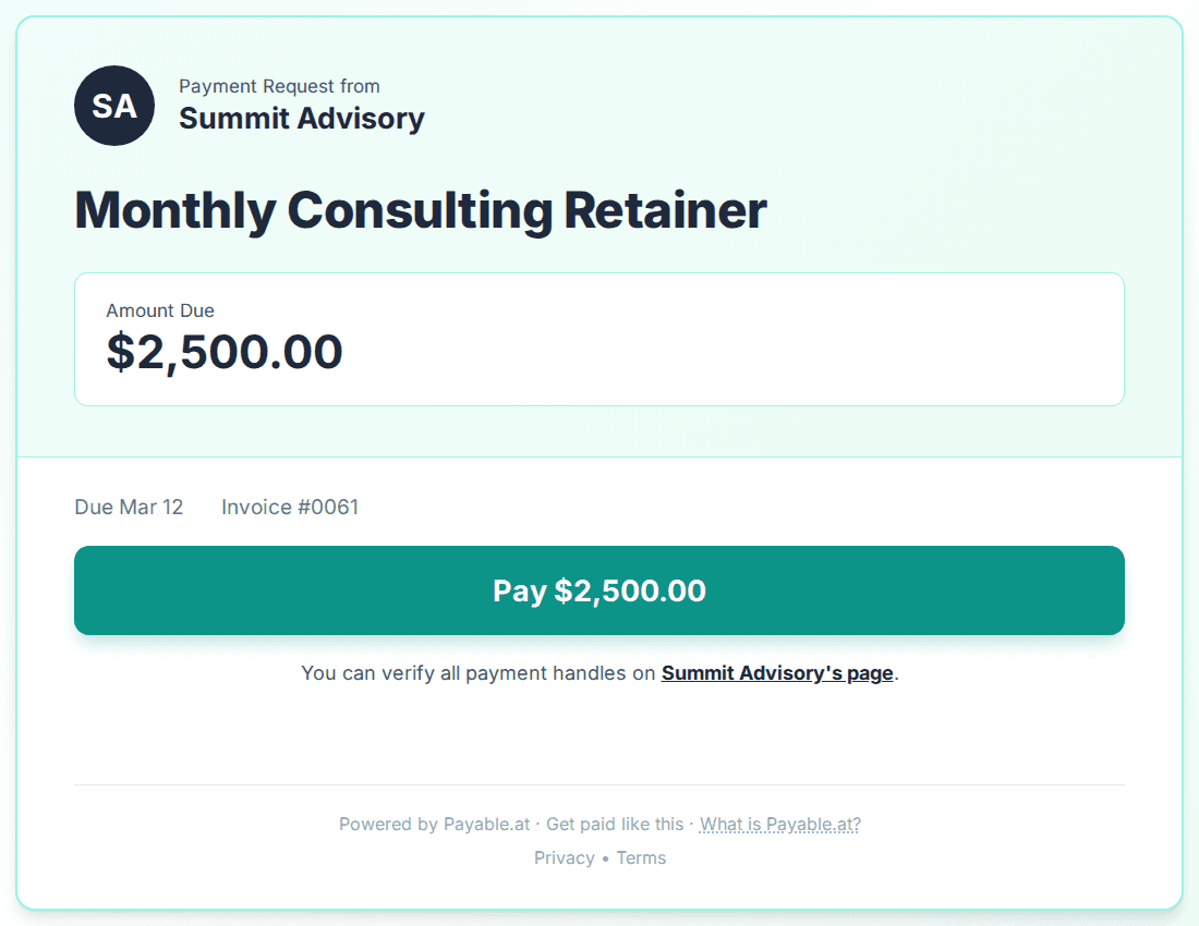 Payment reminder software for business consultants
