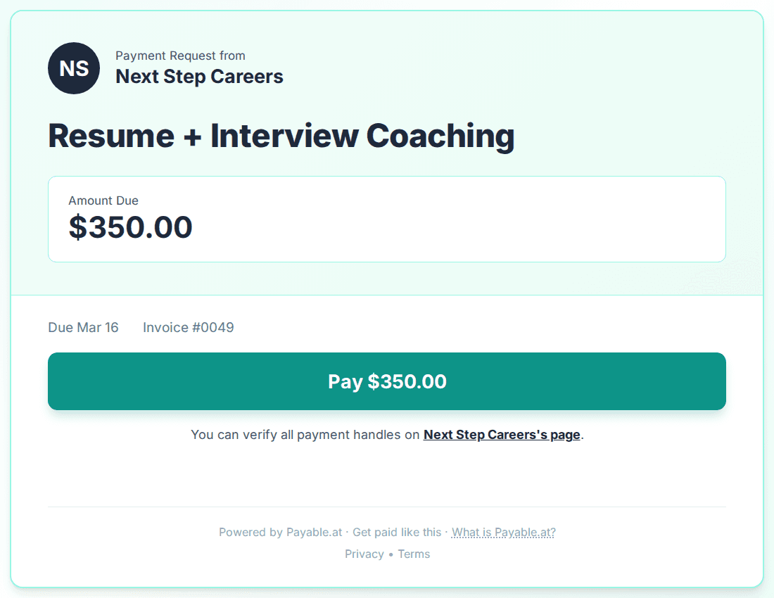 Payment reminder software for career coaches