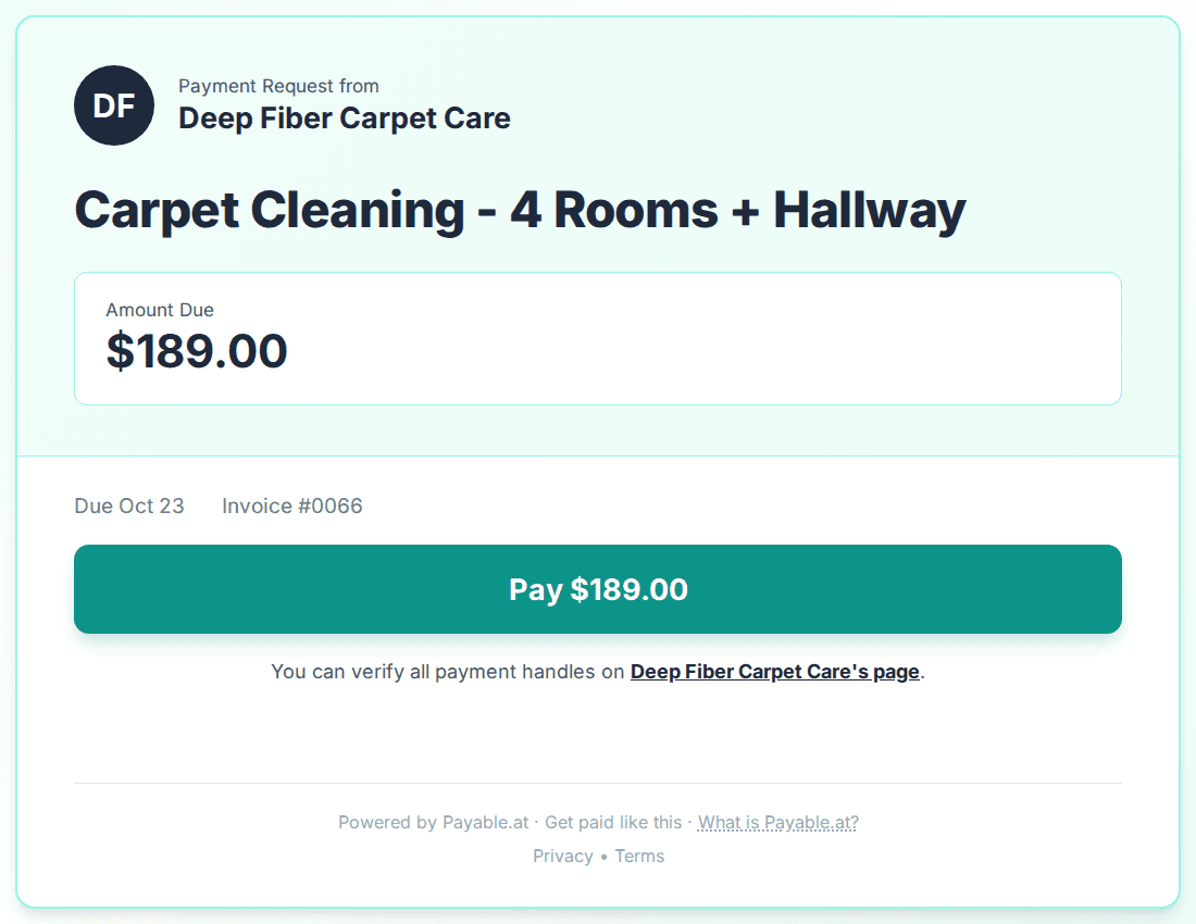 Payment reminder software for carpet cleaners