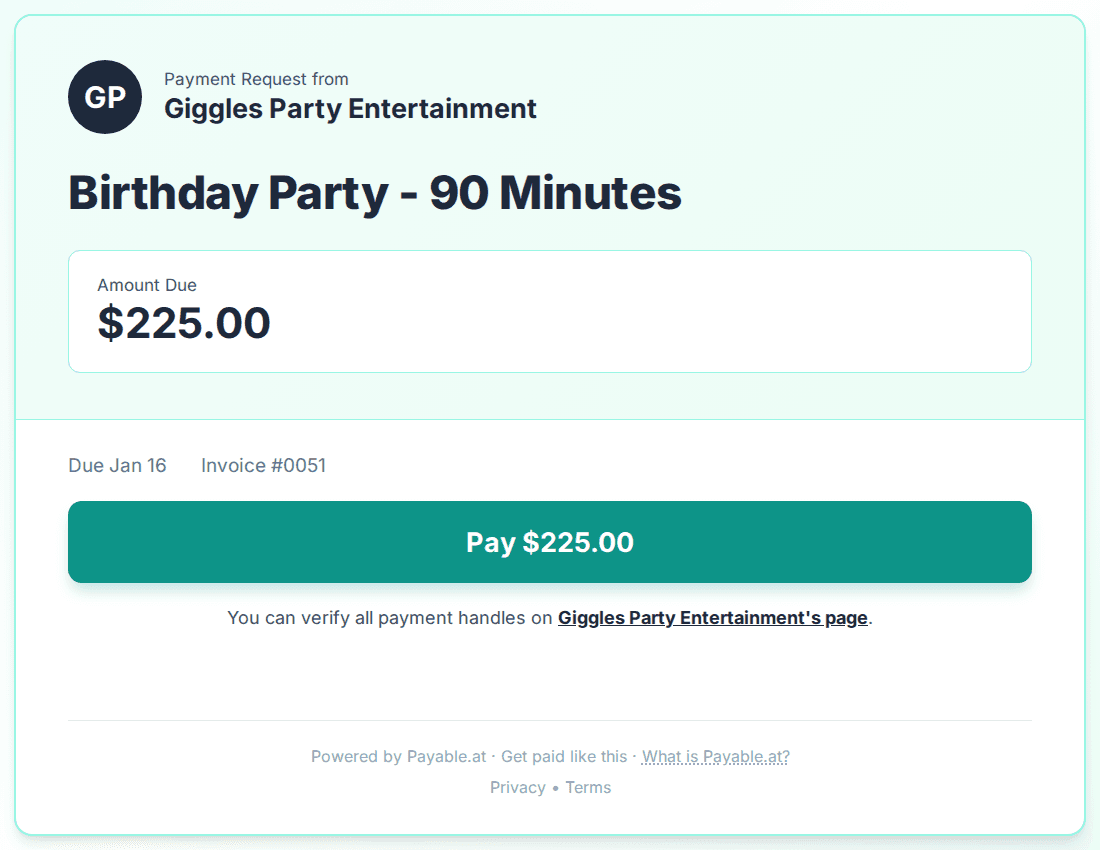 Payment reminder software for clowns
