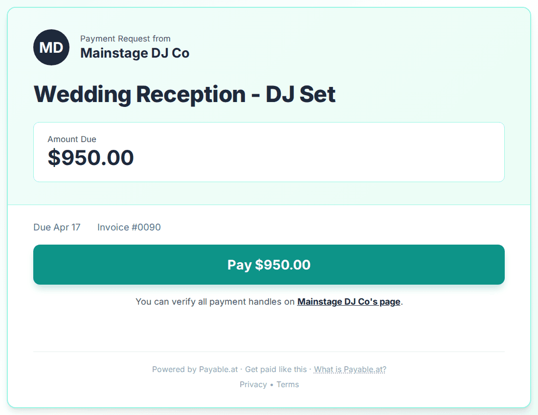 Payment reminder software for djs