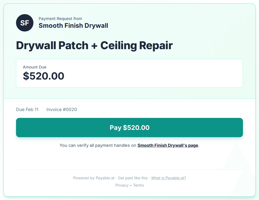 Payment reminder software for drywallers