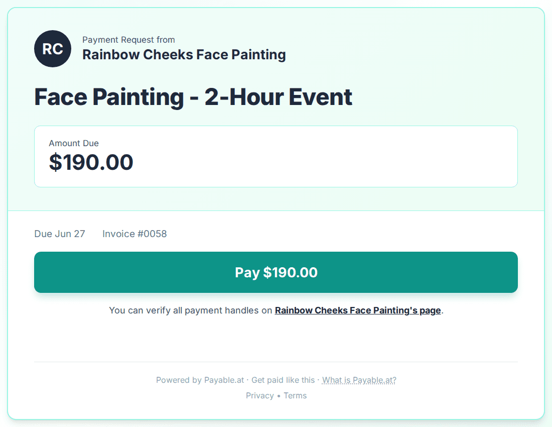 Payment reminder software for face painters