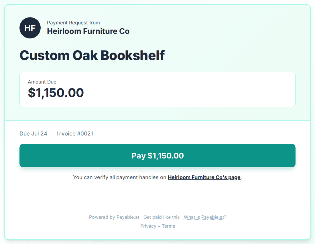 Payment reminder software for furniture makers