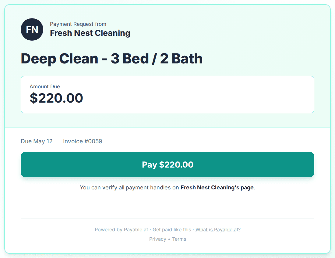 Payment reminder software for house cleaners
