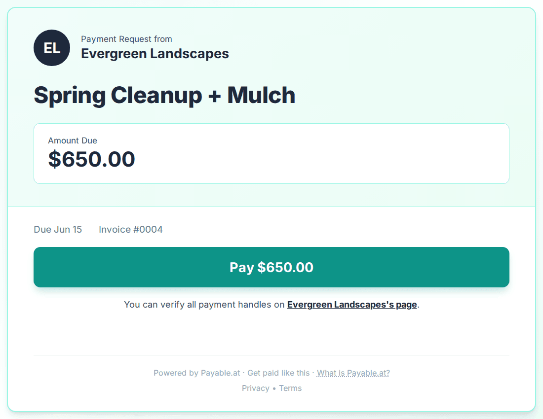 Payment reminder software for landscapers