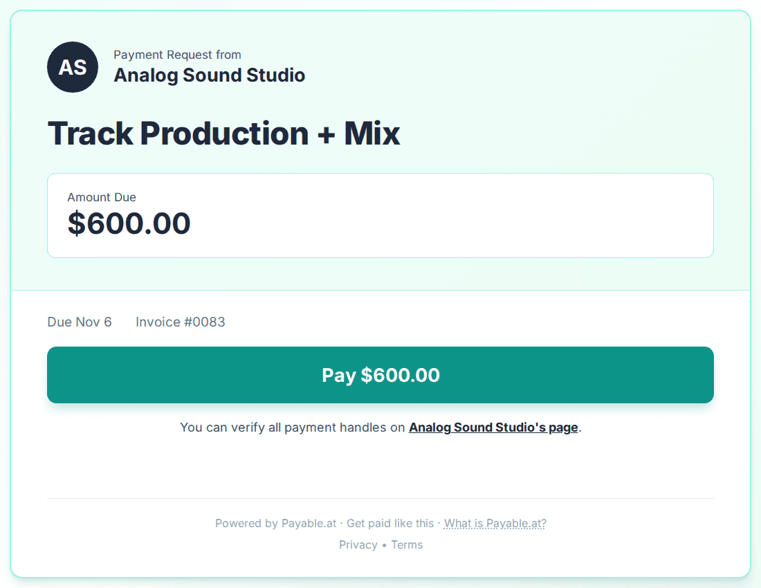 Payment reminder software for music producers
