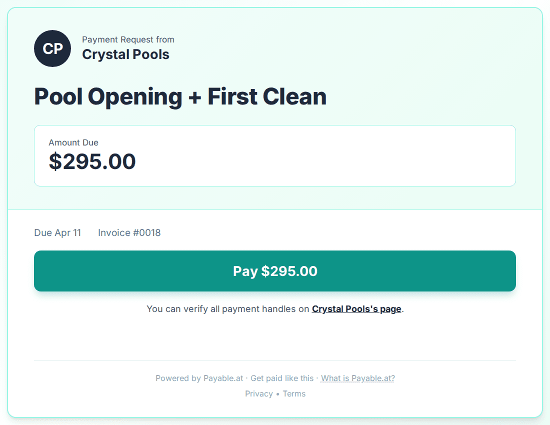 Payment reminder software for pool cleaners