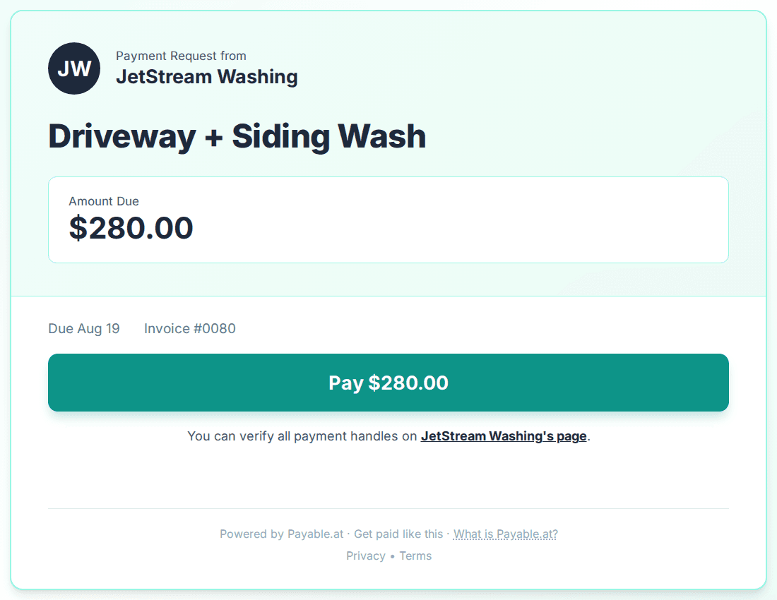 Payment reminder software for pressure washers