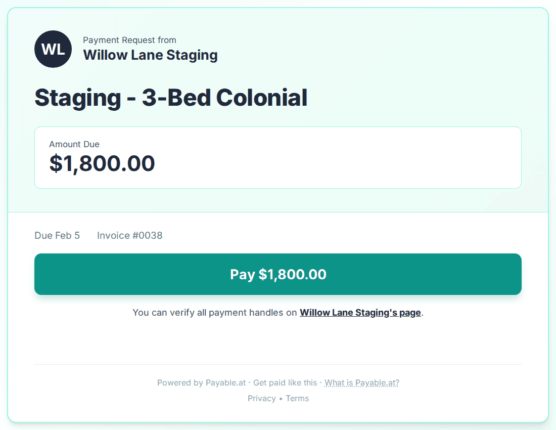 Payment reminder software for property stagers