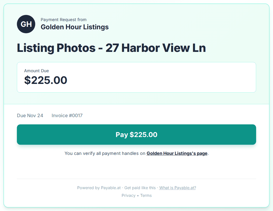 Payment reminder software for real estate photographers