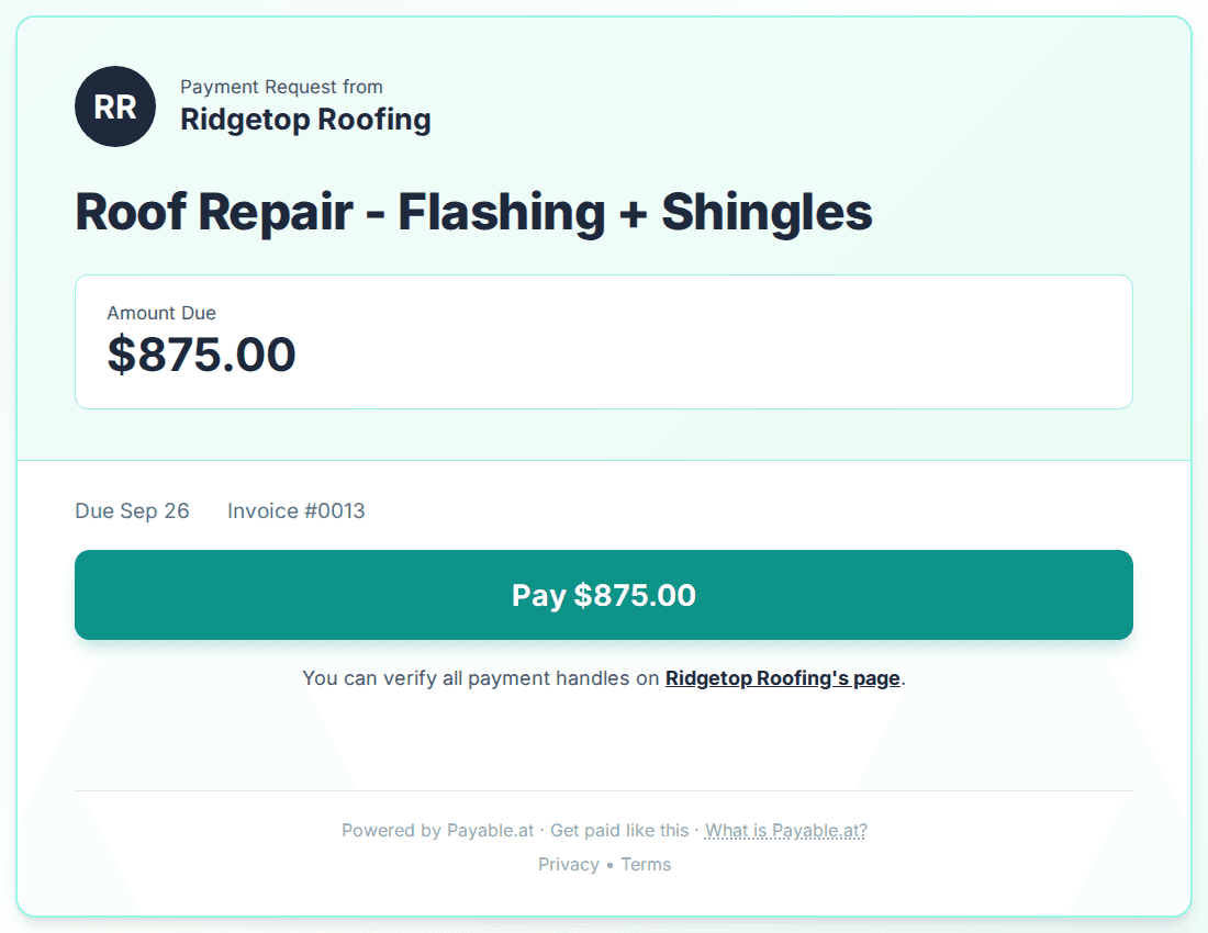 Payment reminder software for roofers