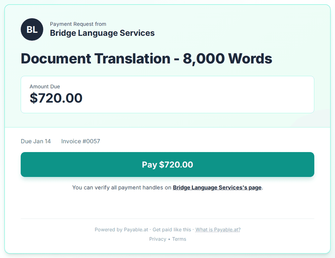 Payment reminder software for translators