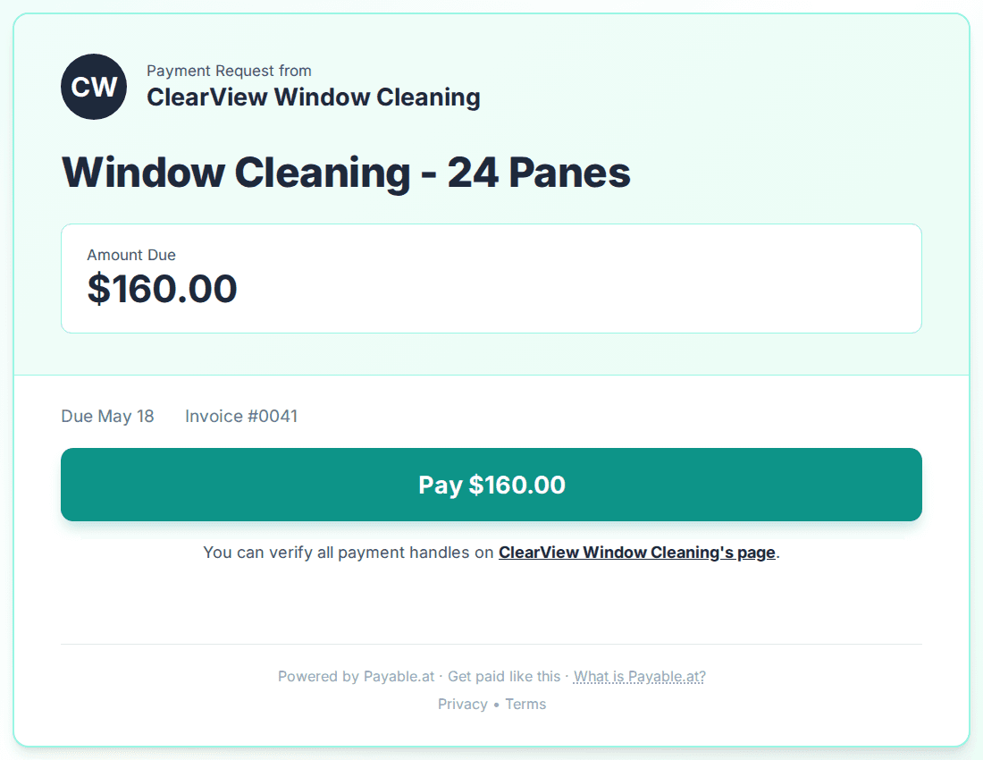 Payment reminder software for window cleaners